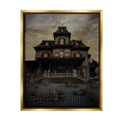«Haunted House Landscape», impression encadrée sur bois