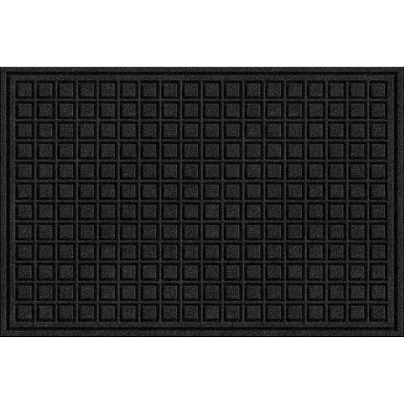 Tapis d'extérieur antidérapant Lasseter Blocks, Rectangle 1 pi 6 po x 2 pi 6 po, Onyx