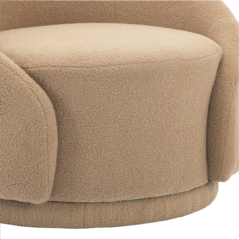 Fauteuil demi-tonneau pivotant rembourré Aunna, Ourson gris clair