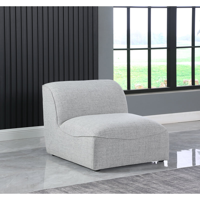 Lin sans accoudoirs gris Hollowayville, Tissu gris texturé en lin