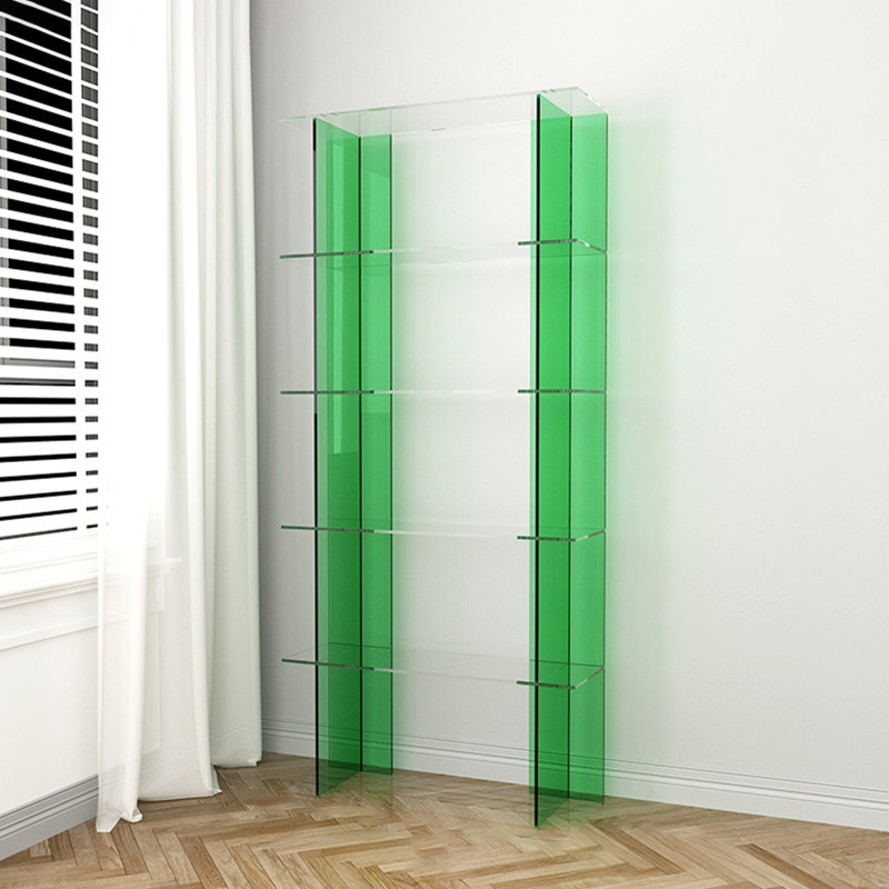 Simple vitrine en acrylique, (5 tablettes) H 68,9 po x l 31,5 po x P 9,84 po, Vert