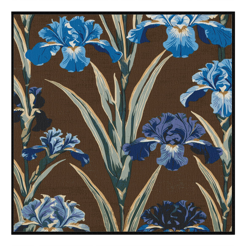 Machine Washable Botanical Brown Area Rug, Square 7'