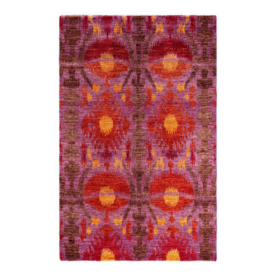 Overyed One-of-a-Kind Rectangle 5'10" X 9'2" New Age Wool Area Rug Red/Yellow/Brown