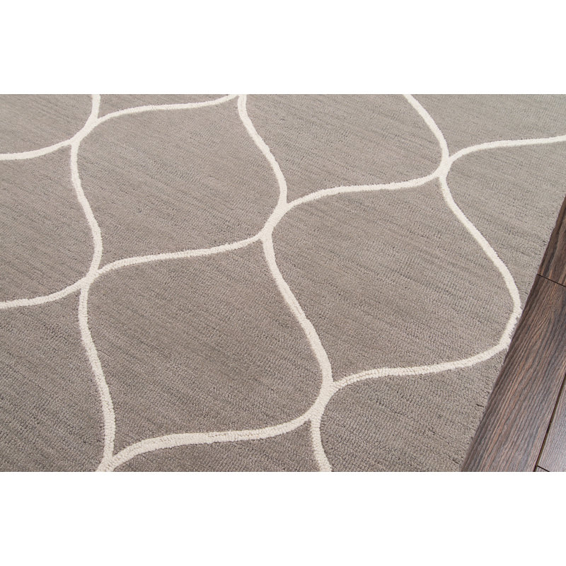Tapis gris en laine touffeté à la main Uchida, Rectangle 9 pi x 12 pi