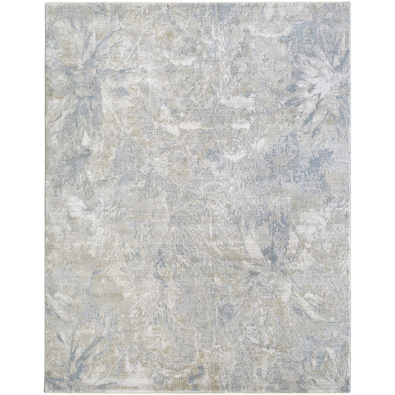 Tapis gris clair / bleu Avia, Rectangle 2 pi x 2 pi 11 po