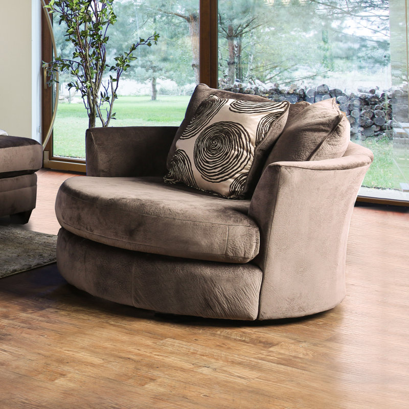 Chaise pivotante et demi en polyester 58 po Adaley, Brun