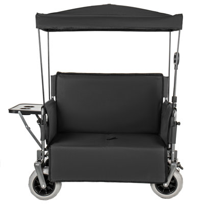 Chariot pliable 3 en 1 avec auvent et plateau de table, chariot utilitaire robuste de 500 lb pour le camping, la plage et le jardin, capacité de 180 litres