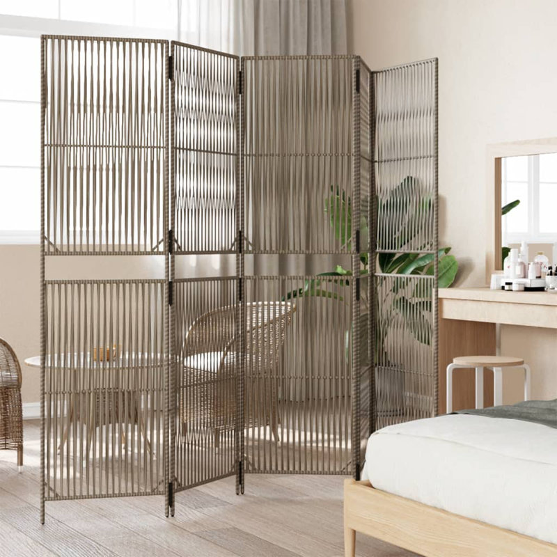 Alexaray Folding Room Divider, 5, Grey, 200cm H x 245cm W