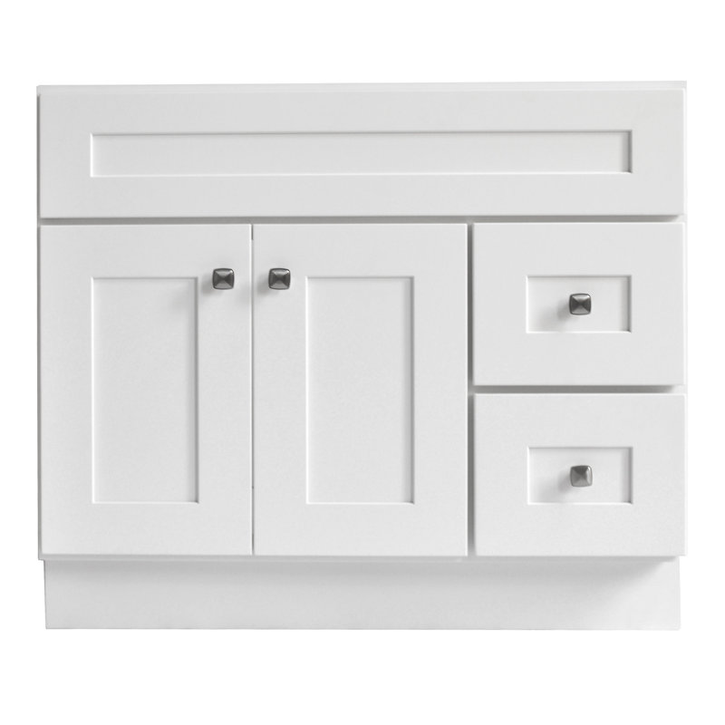 Brookings 36 Inch Bathroom Vanity, Shaker, Solid Wood, Fully Assembled, Sherwin Williams® Gray – Design House, 215749, White