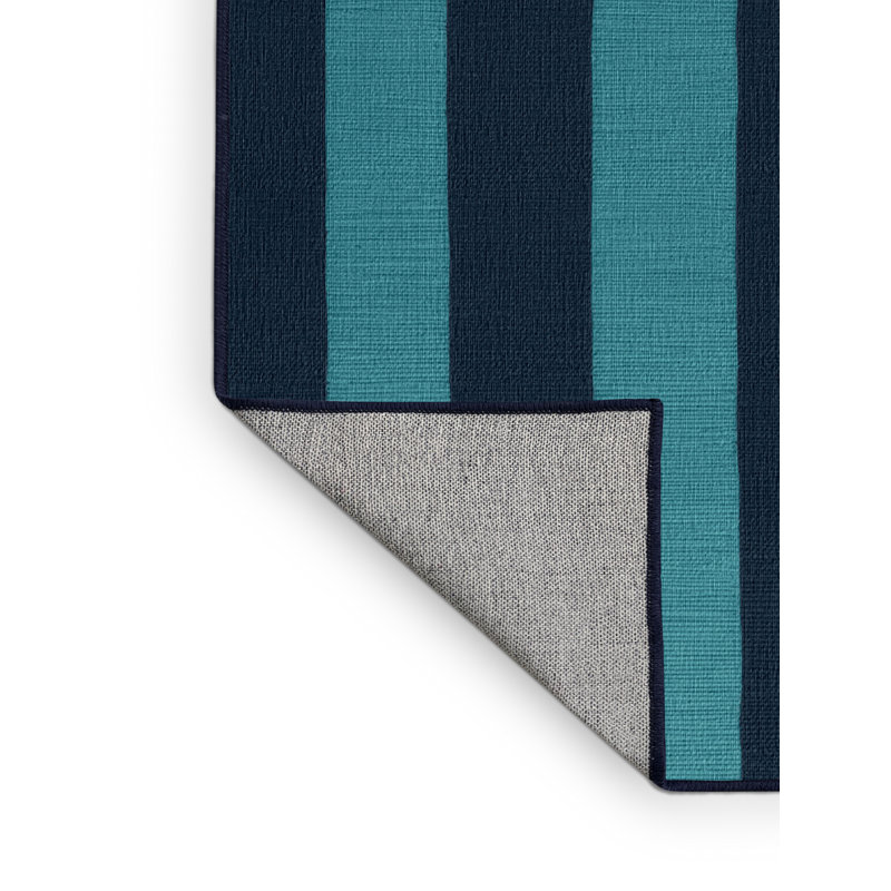 Tapis bleu à carreaux lavable à la machine, Rond 8 pi