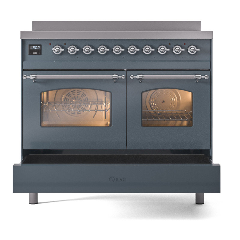 ILVE Nostalgie II 40 in Induction Range, Blue Gray/Chrome