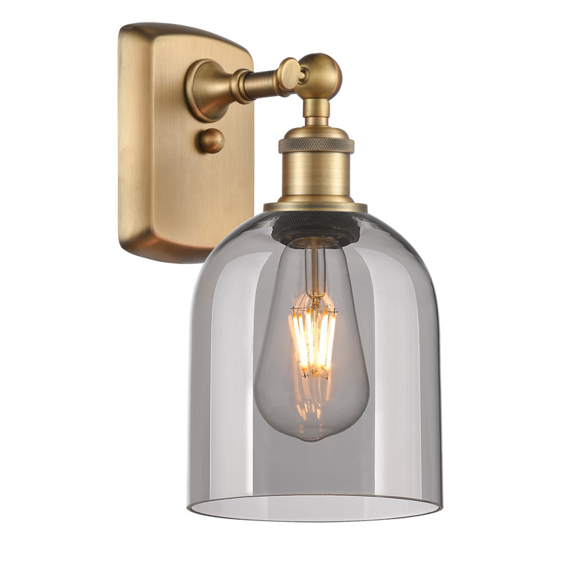 Anacaren Steel Armed Sconce, Light Smoke, Brushed Brass