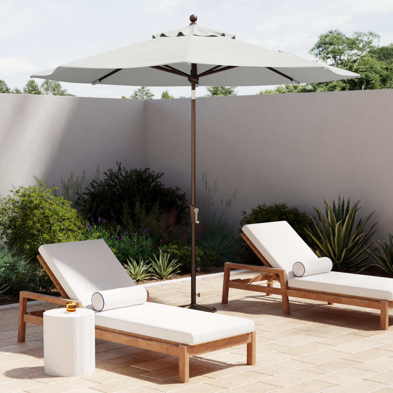 Canela 108'' Market Olefin Umbrella, Bronze, Cast Silver Sunbrella®