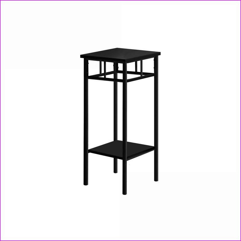 Stratifié noir moderne & amp; Table basse en métal avec 2 tablettes de rangement, peu encombrante pour le salon / la chambre à coucher