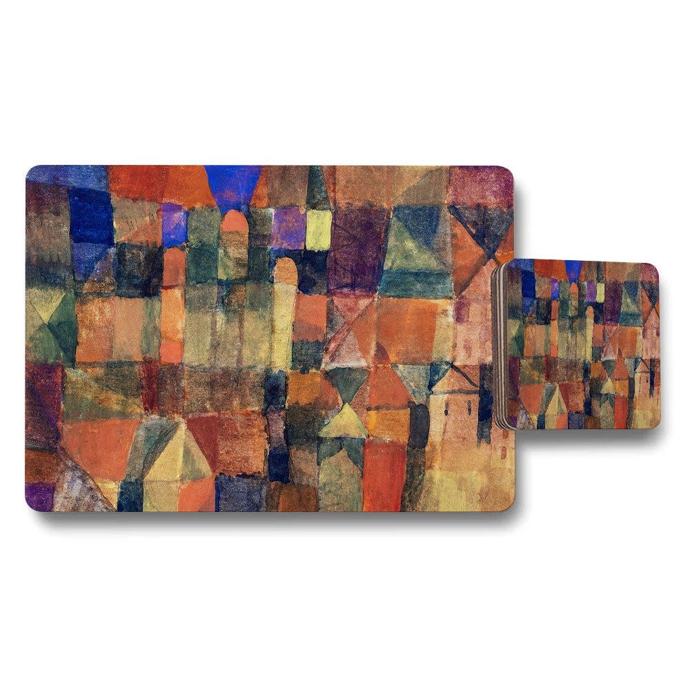 Abstract Geometric Cityscape Placemats and Coasters Set