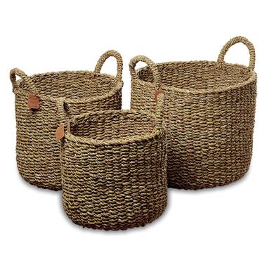 Set of 3 Seagrass Storage Baskets Khaki - Olivia & May