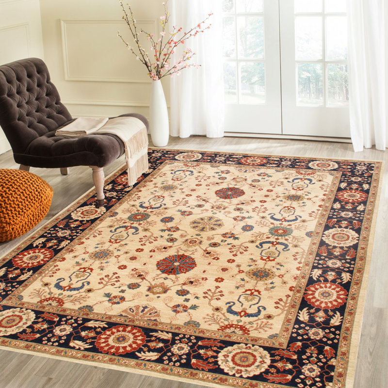 Rectangle Rectangle 6'3" X 9'2" Hand Knotted Wool Area Rug, Rectangle 9'4" x 11'5"