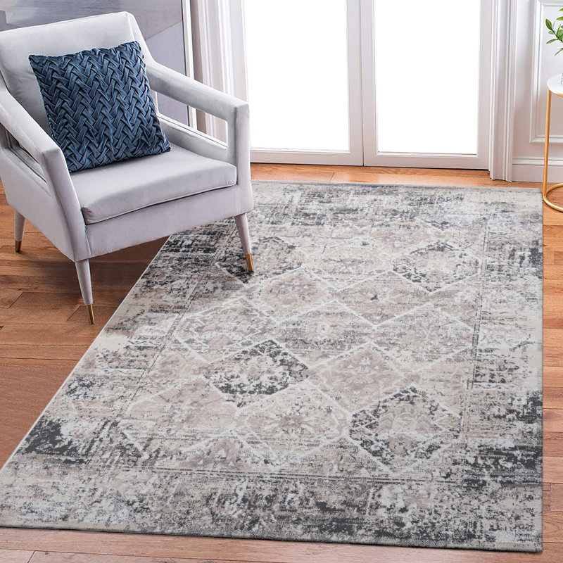 LOOM & LUXE Collection 5X7 Cream/Traditional Non-Shedding Living Room Bedroom Dining Home Office Stylish And Stain Resistant Area Rug