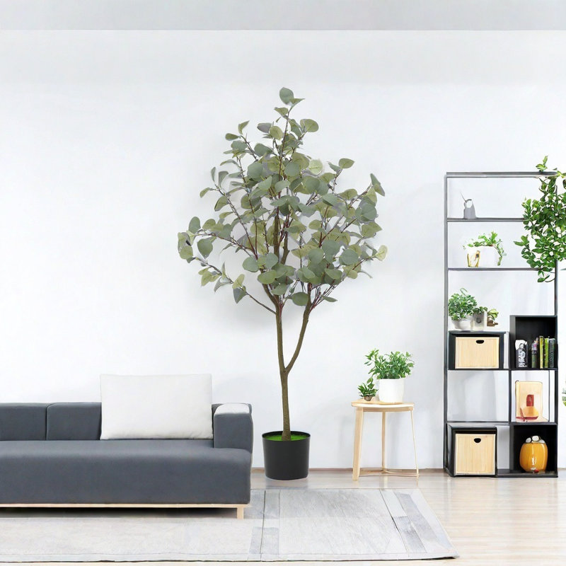 Arbre d'eucalyptus artificiel, arbre d'eucalyptus artificiel pour la décoration intérieure, H 60 po x l 5,9 po x P 5,1 po
