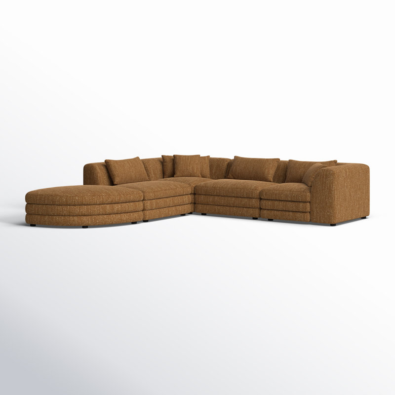 Donia 5 - Piece Upholstered Sectional, Amber Glow Mustard Tweed