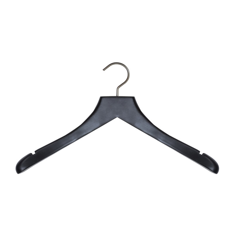 Cintre concave en bois pour veston / manteau, Noir peu brillant