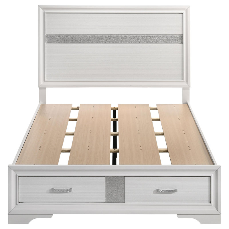 Ensemble de chambre à coucher avec rangement Dunfries Abagael, Blanc, Double XL