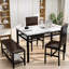 4-Piece Modern Dining Table Set, Faux Marble Kitchen Table With PU Leather Bench And Chairs, Table And Chairs Set For 4, Space Saving Dinette For Kitchen, Dining Room