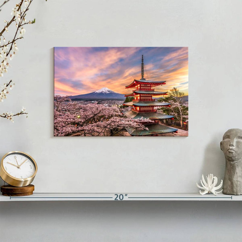 Nicci Chureito Pagoda In Spring, 8" H x 12" W