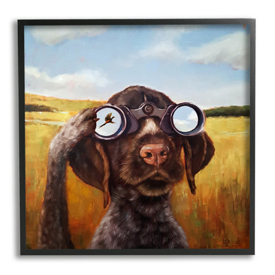 " Dog Watching Bird Binoculars " by Lucia Heffernan