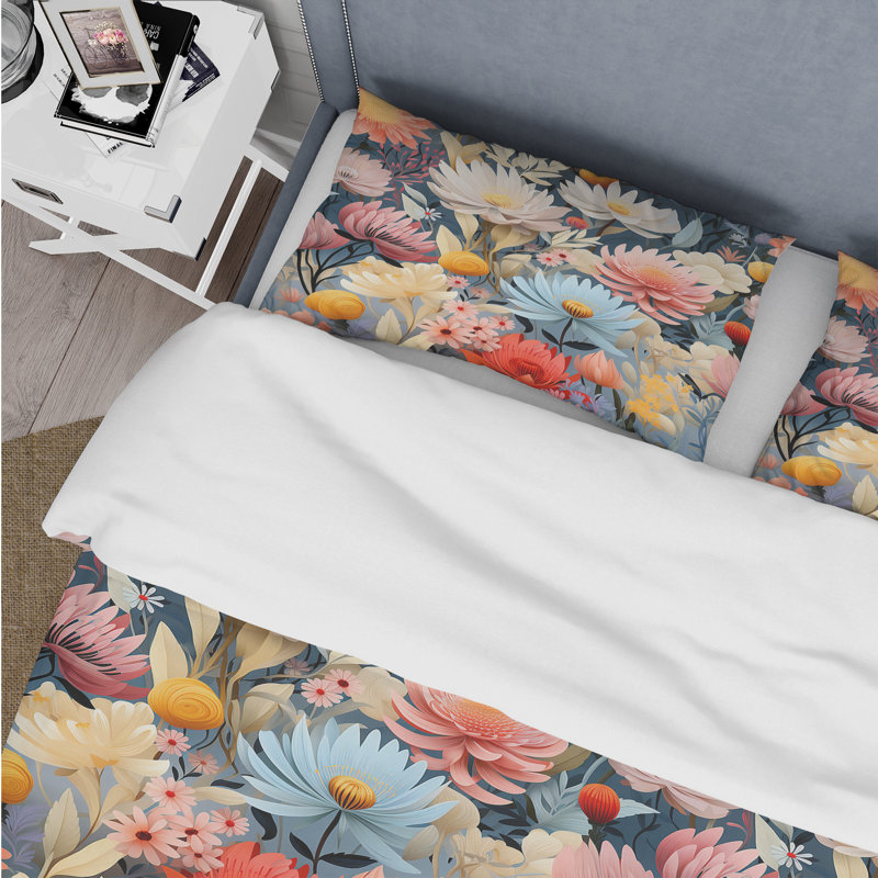 Pastel Rainbow Botanicals Pattern III - Ensemble de housse de couette botanique