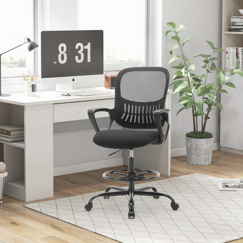 Chaise de travail ergonomique en maillage, Noir foncé