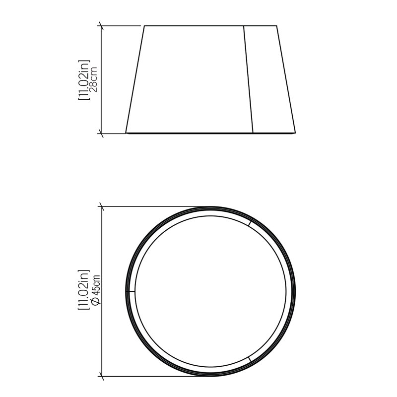 Plafonnier encastré 1 lumière DEL Cônico, H 10,92 po x l 17,55 po x P 17,55 po, Teck