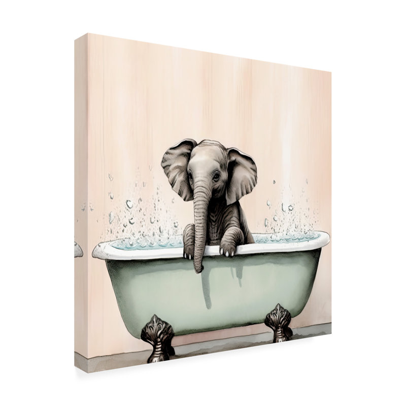 «Animals Bathtime 17», peinture sur toile, H 18 po x l 18 po x P 2 po