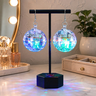 Women's LED Light-Up Disco Ball Necklace Set