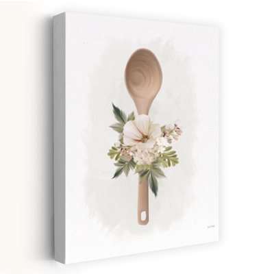 Cuillère de cuisine - cuillère en bois moderne avec arrangement floral