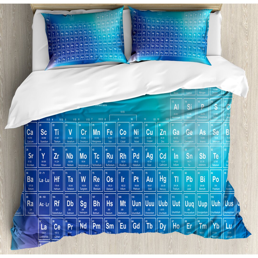 Bettbezug Set, Chemistry Element Tabelle, Wissenschaft, Aqua Sky und Baby Blue