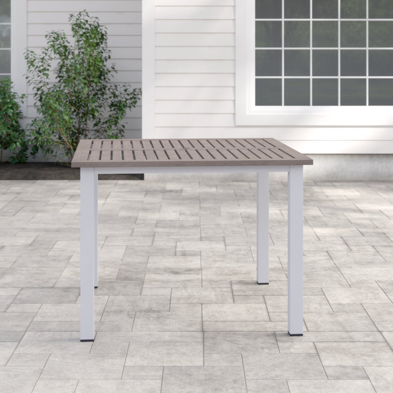 Travira Square Outdoor Dining Table With Umbrella Hole , 40'' in. W 40'' in. D, Tekwood Vintage, Chalk