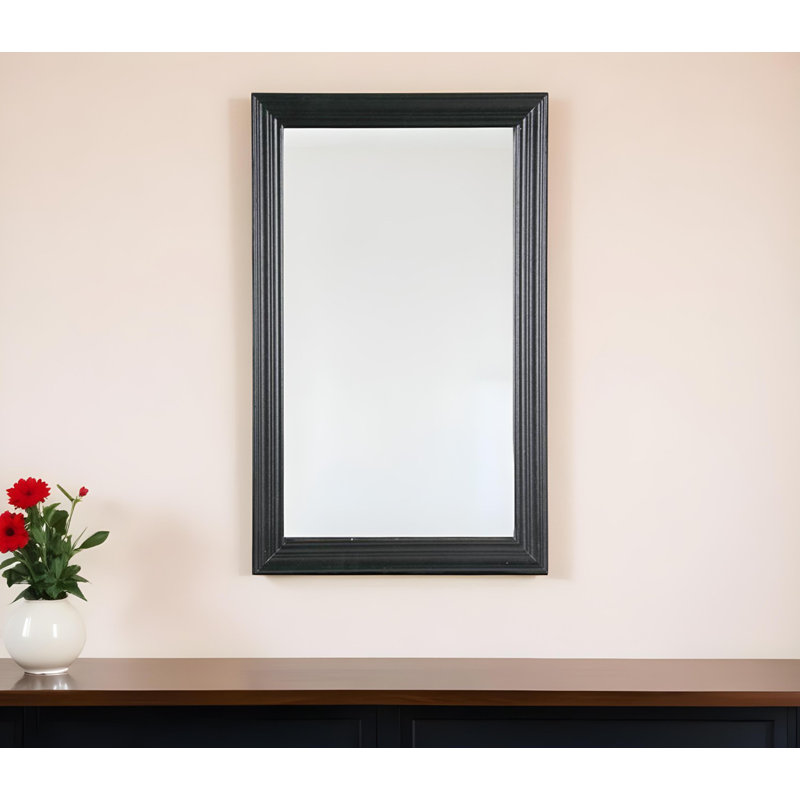 26" Black Beveled Lines Framed Accent Mirror