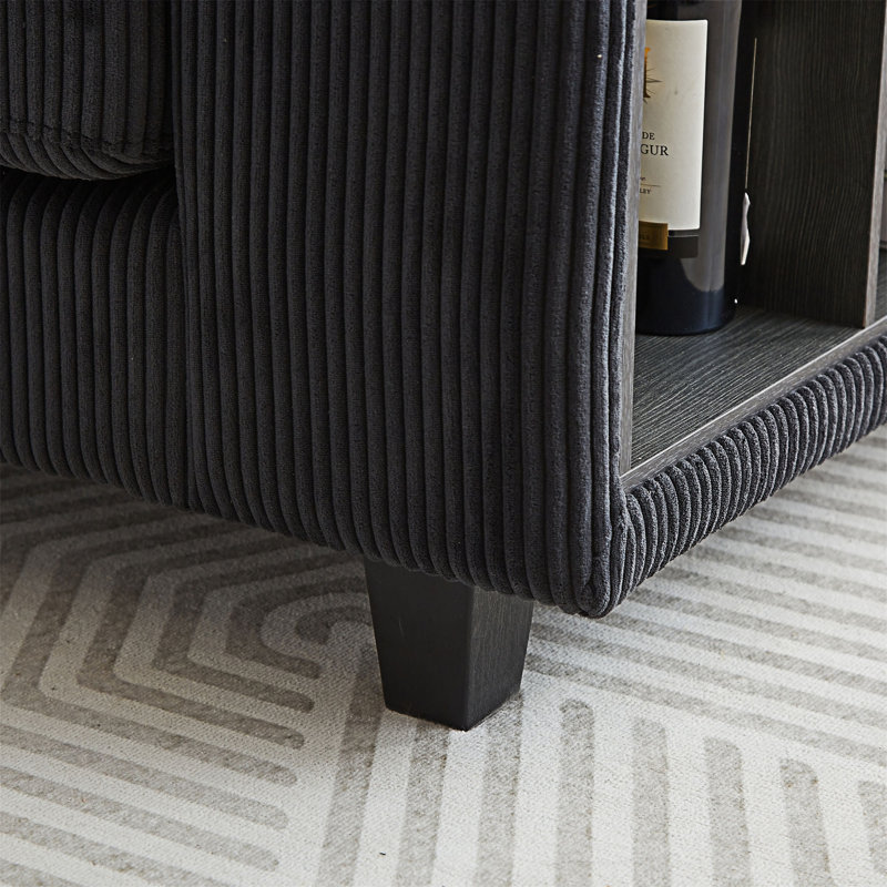 Canapé modulaire en L avec rangement, Noir