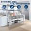 Table de travail 71 po en acier inoxydable avec tablettes à 2 niveaux - Table de préparation commerciale robuste pour restaurant, maison et hôtel-1135760883