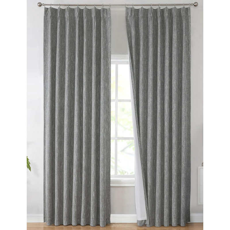 Full Blackout Curtains Linen Blended Room Darkening Window Curtains, Sand, 40" W x 102" L