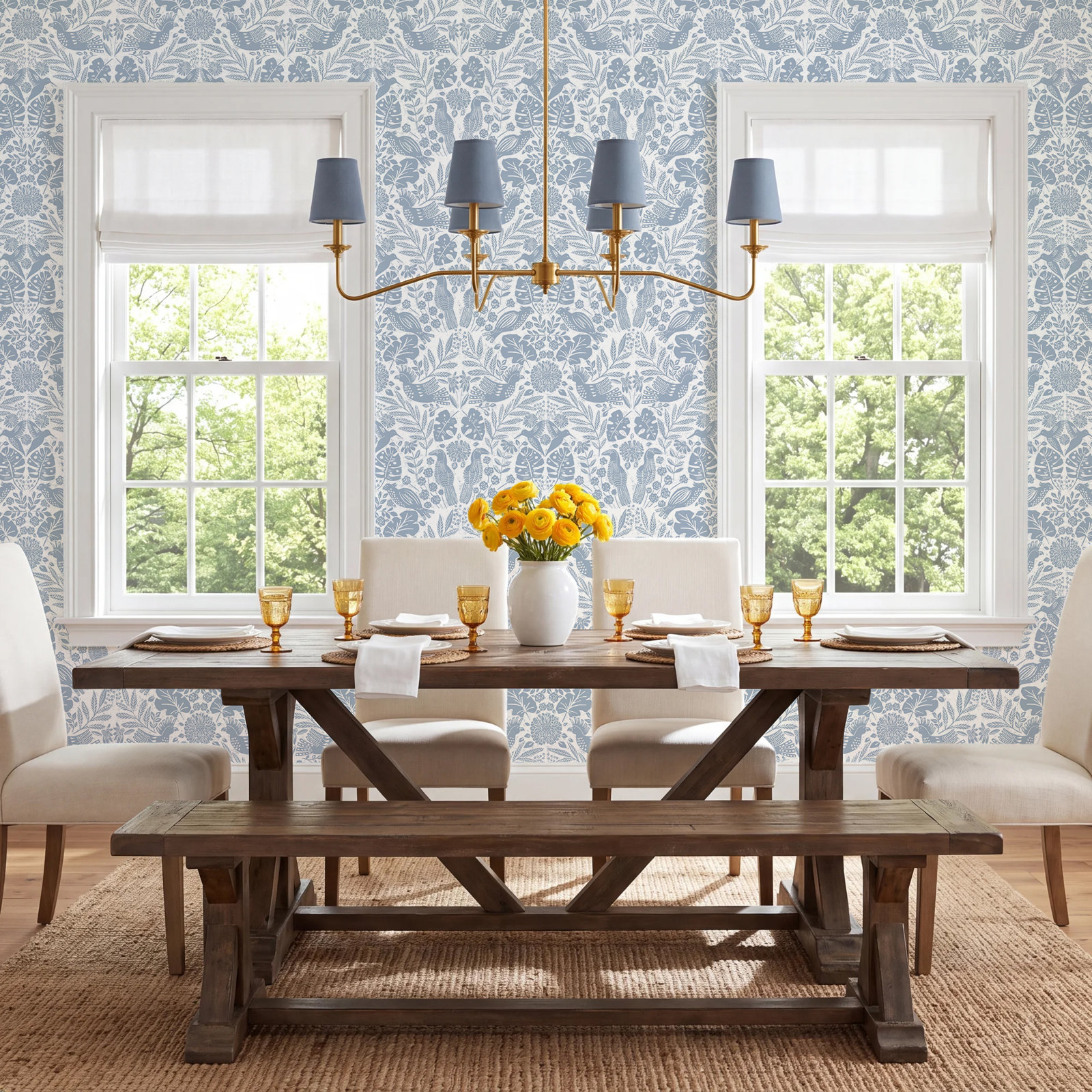 Pomona Floral Wallpaper, Blue