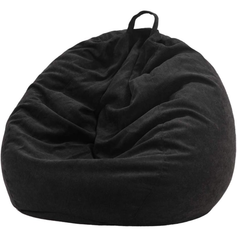 Housse pour fauteuil à billes (sans rembourrage) pour adultes et enfants, H 43 po x l 35 po x P 35 po, Velours côtelé noir