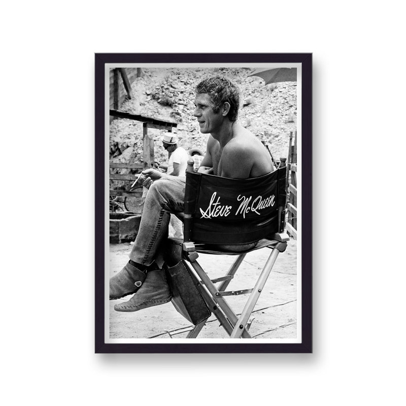 Steve Mcqueen In Directors Chair On Set Nevada Smith - Single Picture Frame Print