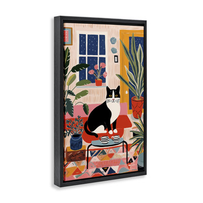 Toile flottante éclectique avec chat doré par Roozbeh Bahramali