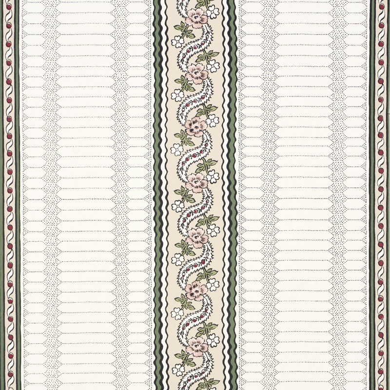 Schumacher X Rita Konig Serena Stripe Wallpaper, Rose