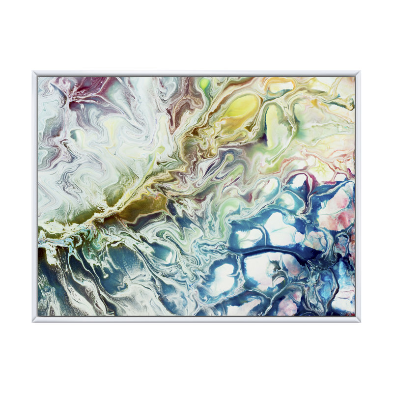 «Yellow and Green Abstract Strokes II», reproduction sur toile, H 16 po x l 32 po, Toile à cadre flottant blanc