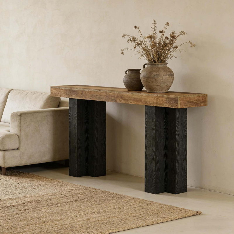 Rustic Narrow Entryway Table with Ample Storage Space