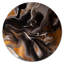 Orange et vagues de marbre noir II - art mural moderne en cercle métallique-68852023