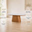 Table de salle à manger ovale Aykah Lumera 71 pouces pour 6 personnes, plateau en pierre frittée blanche et pied central, mobilier de salle à manger moderne pour maison et appartement